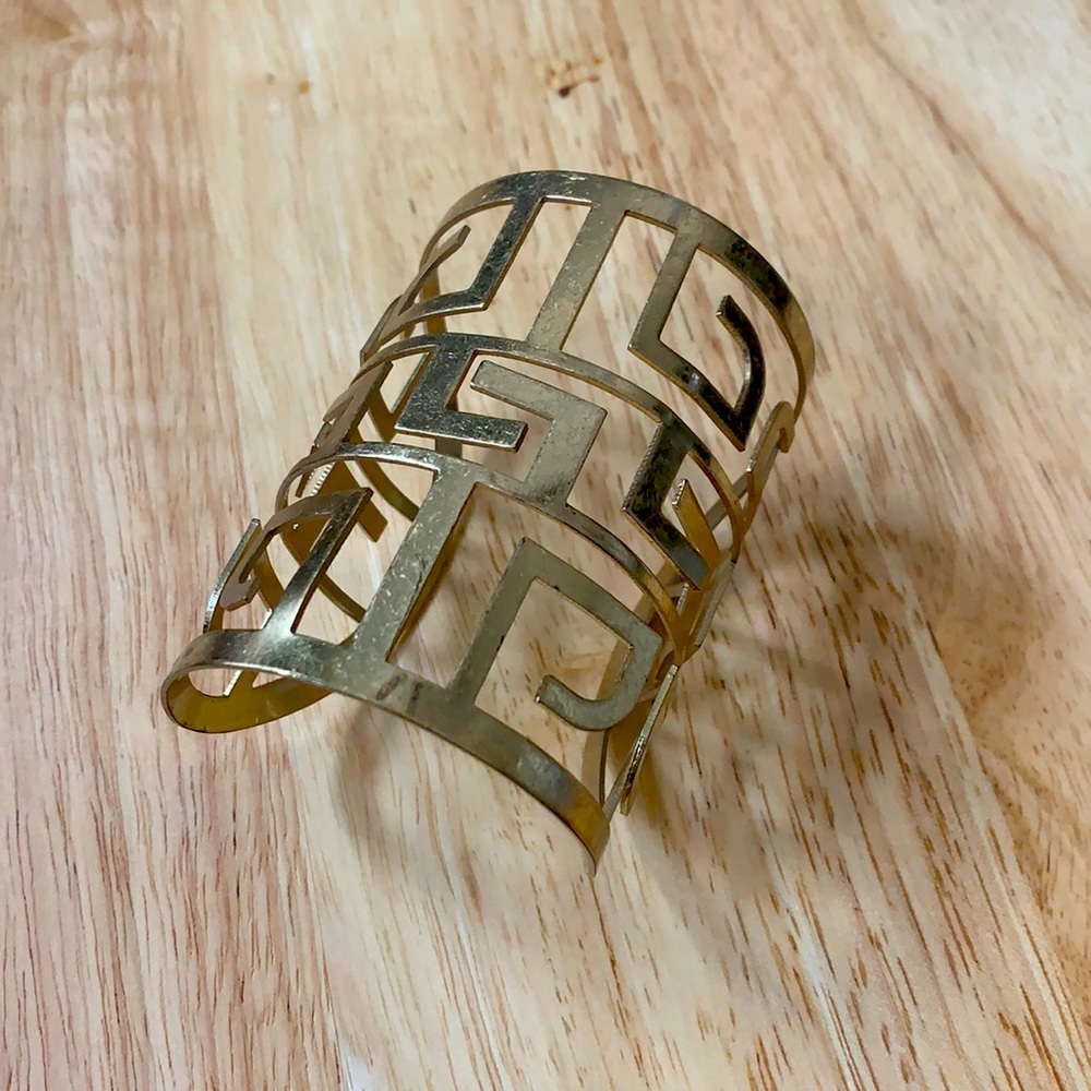 Greek Key Brass Cuff
